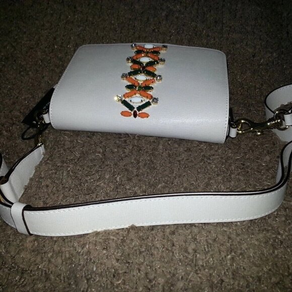 GIANNI CHIARINI-Reginella-Off White Saffiano Leather with Jewel Accents-NWT - Picture 6 of 8